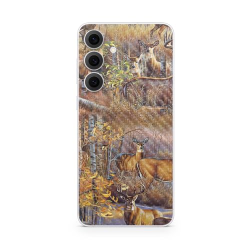 Carbon Fiber Phone Skin Compatible with Samsung Galaxy S25 FE - Deer Pattern -…