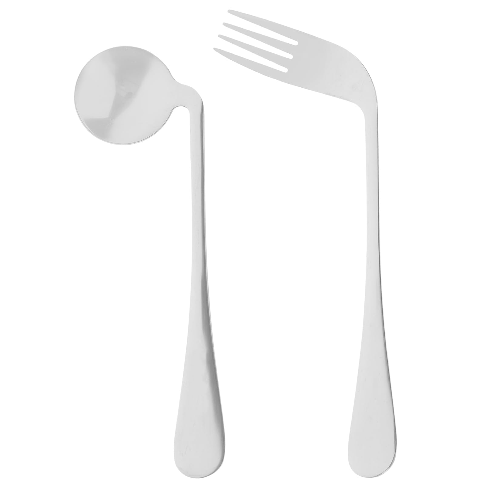 LALAFINA Adaptive Utensils Spoons Forks Set Right Handed Grip Disabled Cutlery Curved Spoon Fork Self Feeding Utensil for Disabled People, Elderly