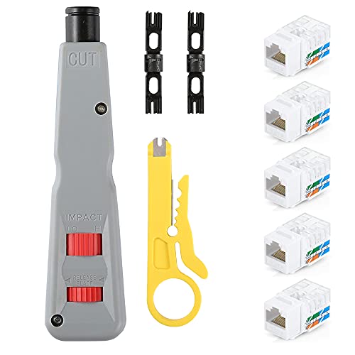 Solsop Punch Down Tool With 110 And Krone Blade, 5Pack RJ45 Cat6
