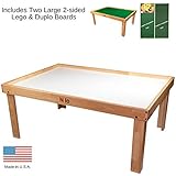 NILO Lego Table with Detachable Two 2-Sided Lego & Duplo Baseplates/Boards/Mats (N34 Activity Table w/Holes, 24x32x20 and 2X Green Base Plates 12x32)