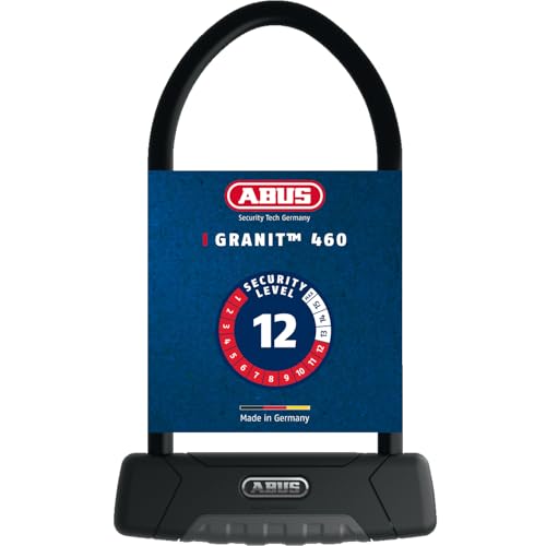 ABUS Bügelschloss Granit Plus 470 + USH470-Halterung - Fahrradschloss mit Parabolbügel Sicherheitslevel 12-300 mm Bügelhöhe, Schwarz