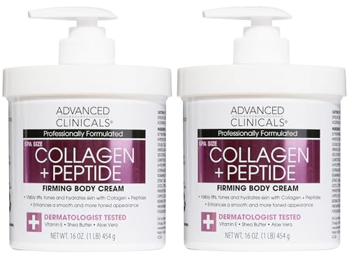 Advanced Clinicals Collagen Peptides Body Lotion & Face Moisturizer, 2-Pack