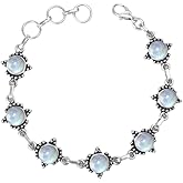 Ozeeva Gemstone Bracelet, Silver Overlay Bracelets For Women, Gemstone