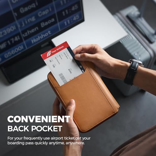 VULKIT Leather Family Passport Holder for 4-6 Passports, Premium Document Organizer Case, Large Travel Wallet for Couples and Families.