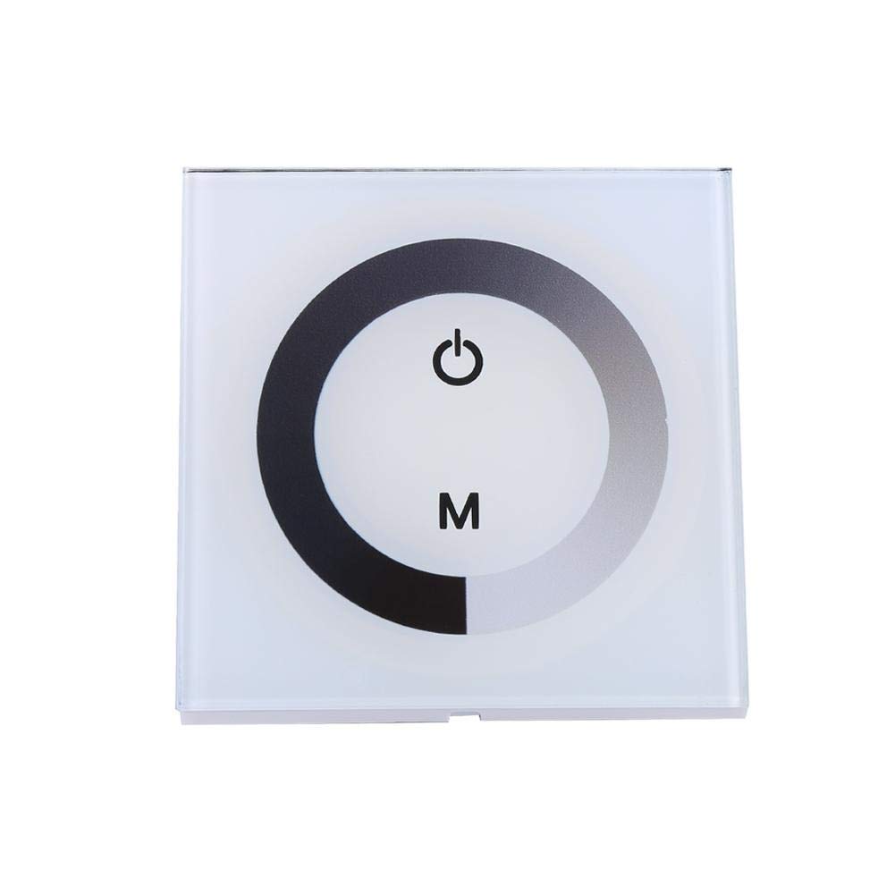 Broco Dimmer Switche Wall-Mounted Touch Panel Controller, Brightness Adjustable Dimmer for Single Color LED Light Strip DC 12V-24V (White)