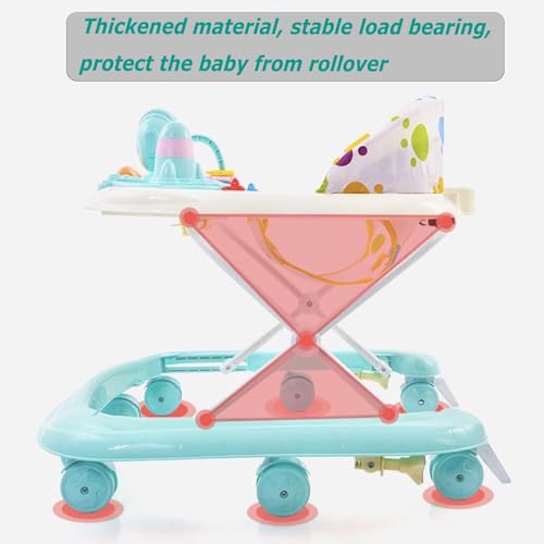 OYDAS Baby Walkers,for Boys Girls with 8 Wheels Foldable Walker Music Box Awning Foldable Toddler Walker Help Baby Walk Anti Rollover,for baby aged 6-18 months