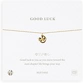 MUSTHAVE Good Luck 18K Gold Plated Necklace with message card, yellow gold color, Anchor Chain, Best Gift Necklace, Size 16 inch + 2 inch Extender, Gift card, Key, Monstera, Moon, Clover, whale tail, fluke