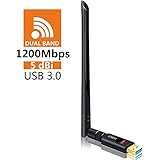 1200Mbps Wireless USB Wifi Adapter, ZIJIEZ Dual Band 2.4G/5G 802.11ac Network Adapter USB Wi-Fi Dongle Adapter With 5dBi Antenna For Laptop Desktop Windows XP/7/8/8.1/10,Mac OS X 10.4-10.14.1