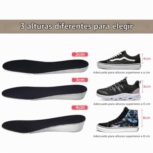 Height Lifting Insoles, EU 35-43 (Arched 2 cm) | Height Increasing Insole, Improved Arch Design, Non-Slip, Comfortable, Increasing Pads
