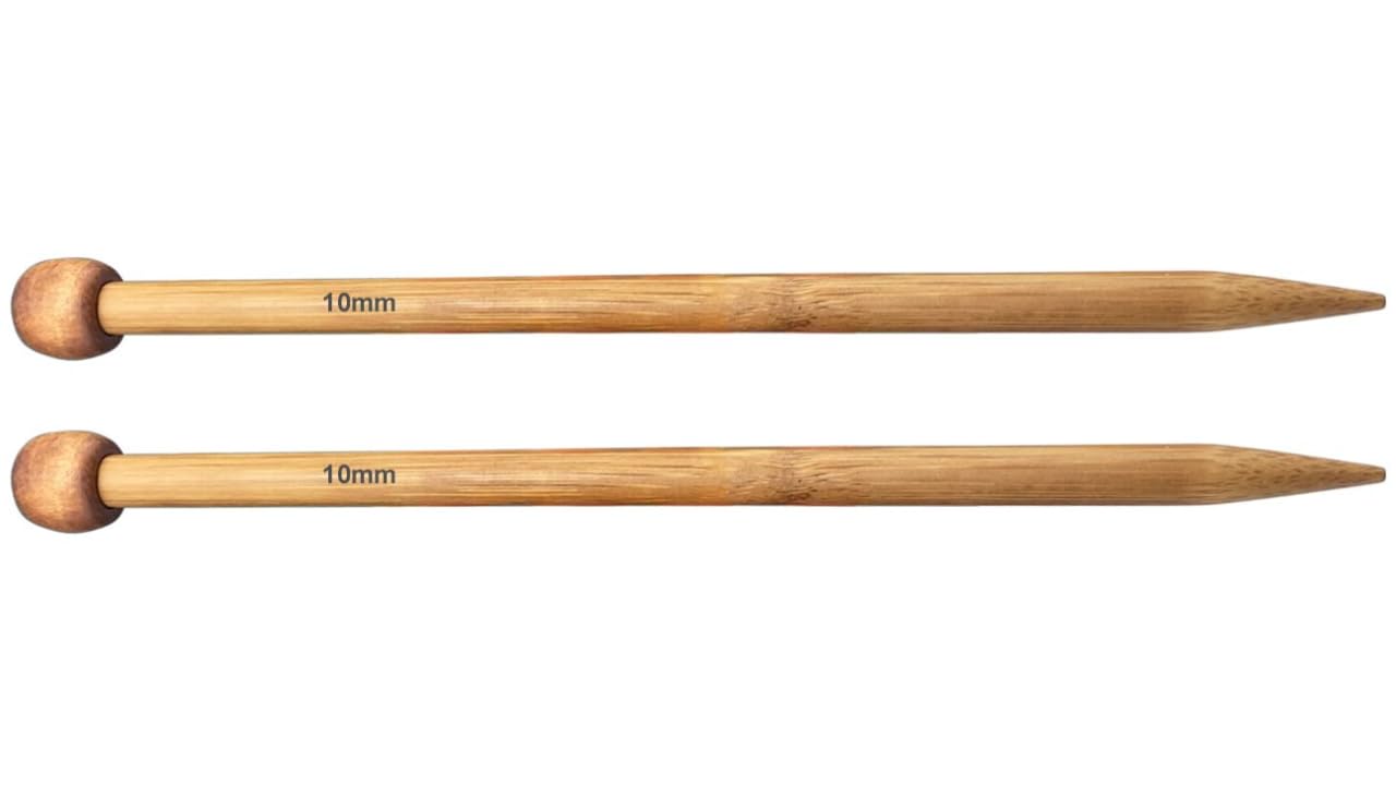 AARNAV 2x35cm 10mm Bamboo Knitting Needles Single Pointed Long Wooden Needles for Beginners Professional, Warm Wooden Knitting Needles for Arthritic Hands, Bamboo Knitting Pins (2x10mm)