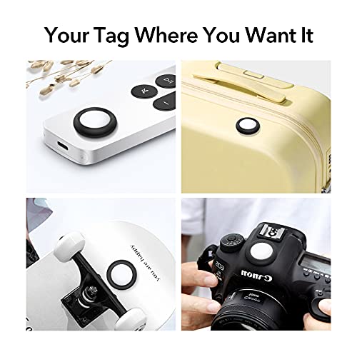 ESR Adhesive Tag Holder, Silicone Case Compatible with AirTag (2021), 4 Pack, Portable and Protective Stick-On Tag Cover, Blue/Red/Black/White