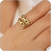 PALBOA Chunky Gold Rings 18K Gold Plated Statement Dome Band Rings Chunky Rings Statement Stainless Steel Ring Jewelry for Women Gifts for Her