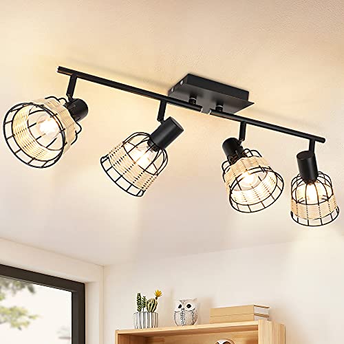 Depuley Modern Track Lighting Kit, 4-Head Rattan