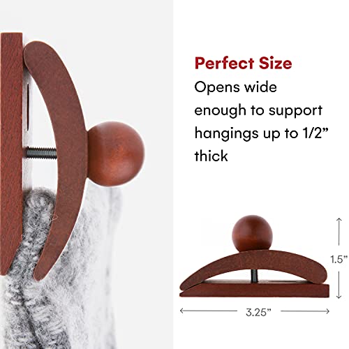 Classy Clamps Wooden Quilt Wall Hangers 4 Large Clips (Dark) and Screws for Wall Hangings