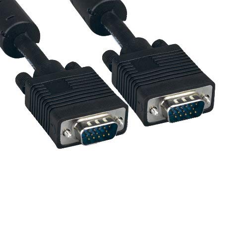 Kentek 15 Feet FT Super VGA SVGA HD15 15 Pin Male to Male M/M Video Cable Cord 28 AWG EMI Filter Ferrite Mini-Coax Twisted Pairs Molded for PC TV Monitor Black