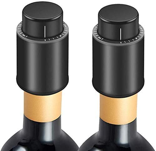 Vacuum Wine Stoppers with Time Scale Record Saver Wine Preserver Leak Proof,Bottle Sealer Keeps Wine Fresh for 7 Days, Best Gifts for Wine Lovers. (2 Pack)