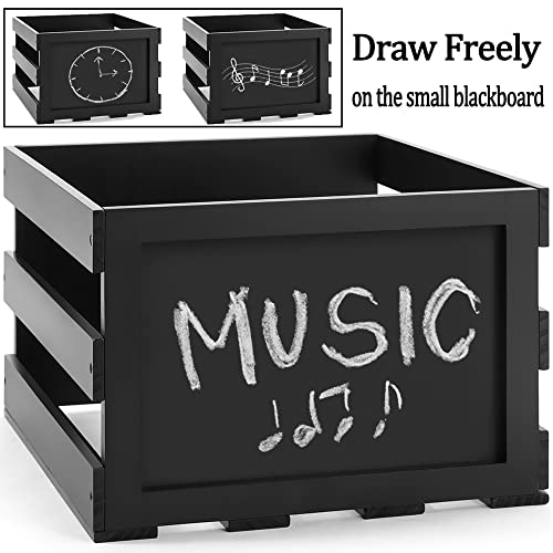 HYNAWIN Wooden Vinly Record Crate,Record Holder Record Album Storage