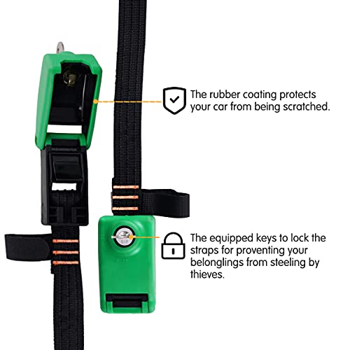 FLYVER Lockable Tie Down Straps, 10FT Reinforced Locking Kayak Straps