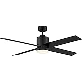 Savoy House M2015MBK Meridian Modern Contemporary Transitional White Frosted Glass 52" Ceiling Fan with Remote, Integrated LE