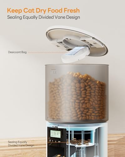 Distributeur Croquettes Chat Automatique: 4L Distributeur Croquettes Chat avec Minuterie Programmable - 1-6 Repas par Jour - avec Appuyez sur Le Couvercle et Fonction D'Enregistrement 10s Blanc