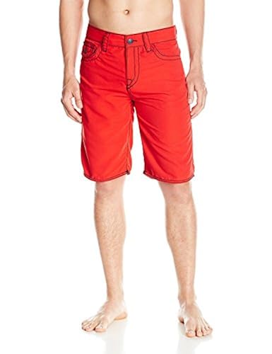 True Religion Men's Big T Board Shorts, Red, 28 in Oman Whizz