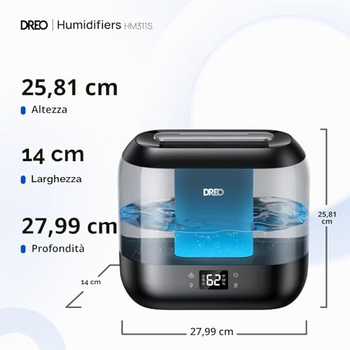 Dreo Smart Humidifier for Bedroom 4L Top Fill with Cold Mist and Oil Diffuser and Night Light, 32 Hours Burn Time, Silent Humidifiers for Home, Office