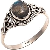 Avicrafts Labradorite Stone Ring 925 Sterling Silver Statement Ring For Women Handmade Gemstone Christmas Jewellery Gift For Her