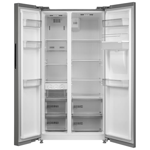 Midea 704L Gross & 513L Net Capacity Side by Side Refrigerator With Water Dispenser, Frost Free With Humidity Control, Electronic Touch Screen, Inverter Quattro, Multi Air Flow, Silver MDRS704FIE02AE