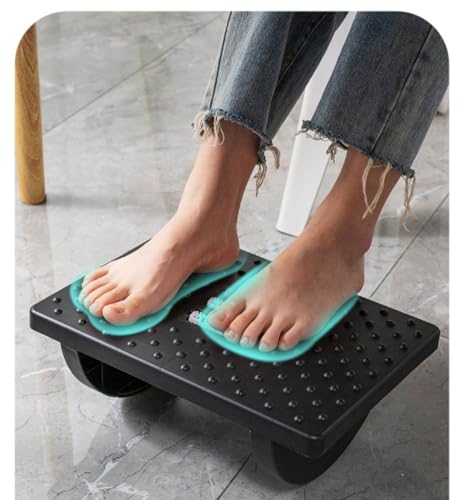 Apoio para Pés Embaixo Da Mesa Com Rodas De Massagem Apoio Ergonômico para os Pés Preto