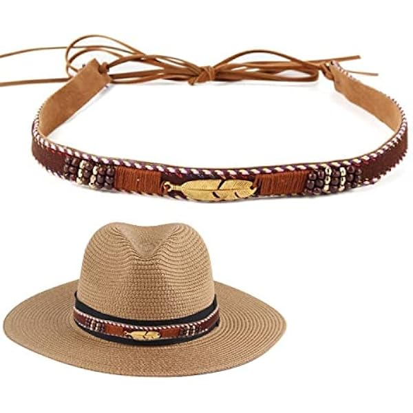 Sangles De Chapeau Western UEIOAVL - Lot De 2 En Cuir, Style Cowboy Réglable
