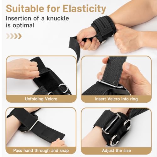 MANUEKLEAR Non-Slip Wrist Straps for Weightlifting Deadlifting, Gym Lifting Straps with D Rings for Cable Machine Workout, 10mm Neoprene Padded Weight lifting Wrist Wraps for Men Women