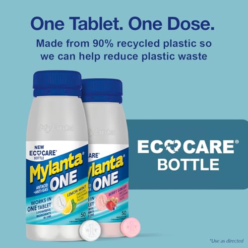 MYLANTA ANTACID + ANTI-GAS ECO CARE TABLETS – LEMON MINT – 50CT