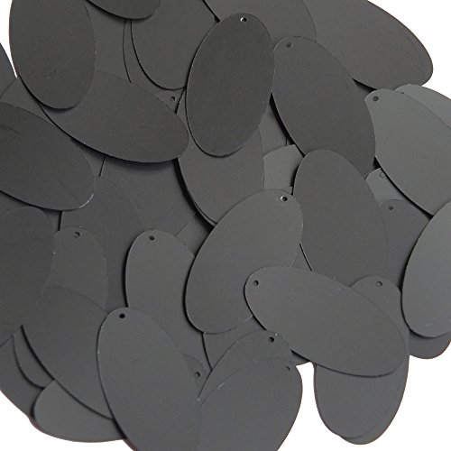 Sequin Oval 1.5 inch Black Matte Silk Frost Couture Loose Paillettes. Made in USA.