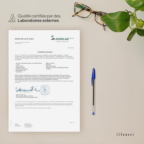 Trans-Resvératrol & NAD+ Liposomal, avec Quercétine et Pipérine, 580 mg par Gélule, 90 Gélules - Anti-Âge et Activateur des Sirtuines - Zenement