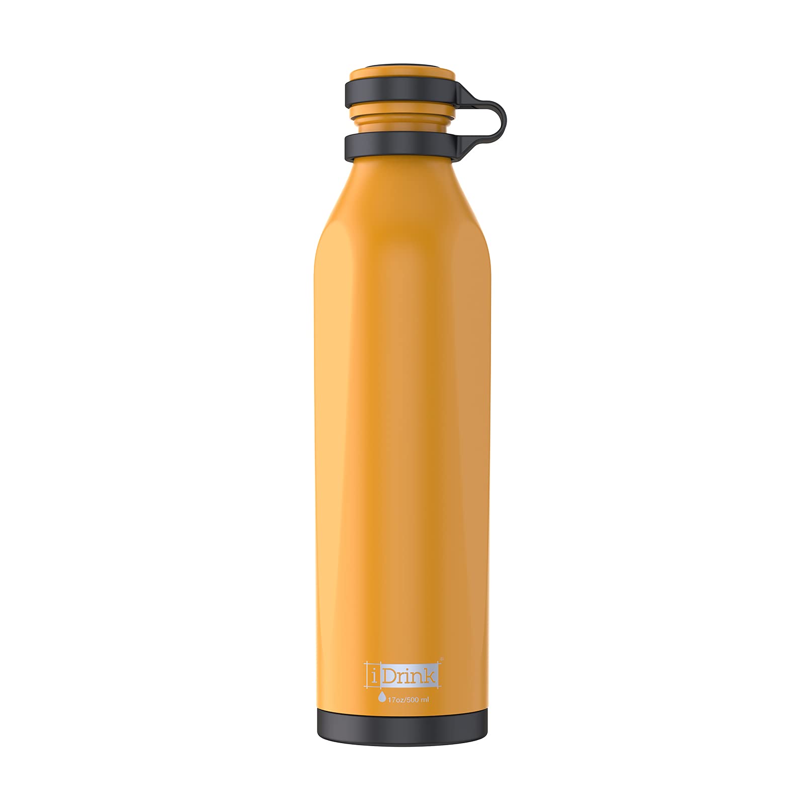IDRINK® - b-evo Revolutionary Thermal Bottle, 3 Walls, Stainless Steel Bottle with Double Cap, 500 ML (Ochre MANTEGNA)