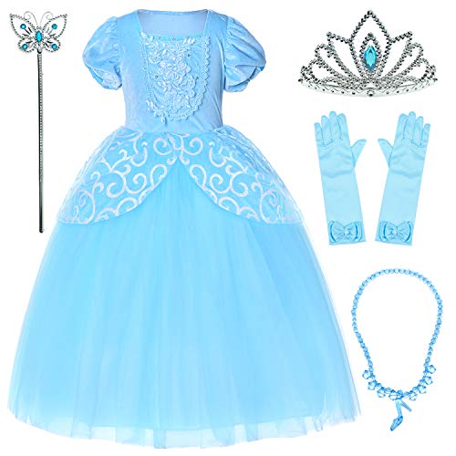 9-layers Tulle Skirt Princess Cinderella Costume Girls Dress Up With Accessories 4T 5T