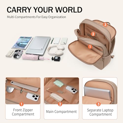 GOLF SUPAGS Laptop Backpack for Women Slim Computer Bag Travel Work College Bag for 14/15.6 Inch Laptop
