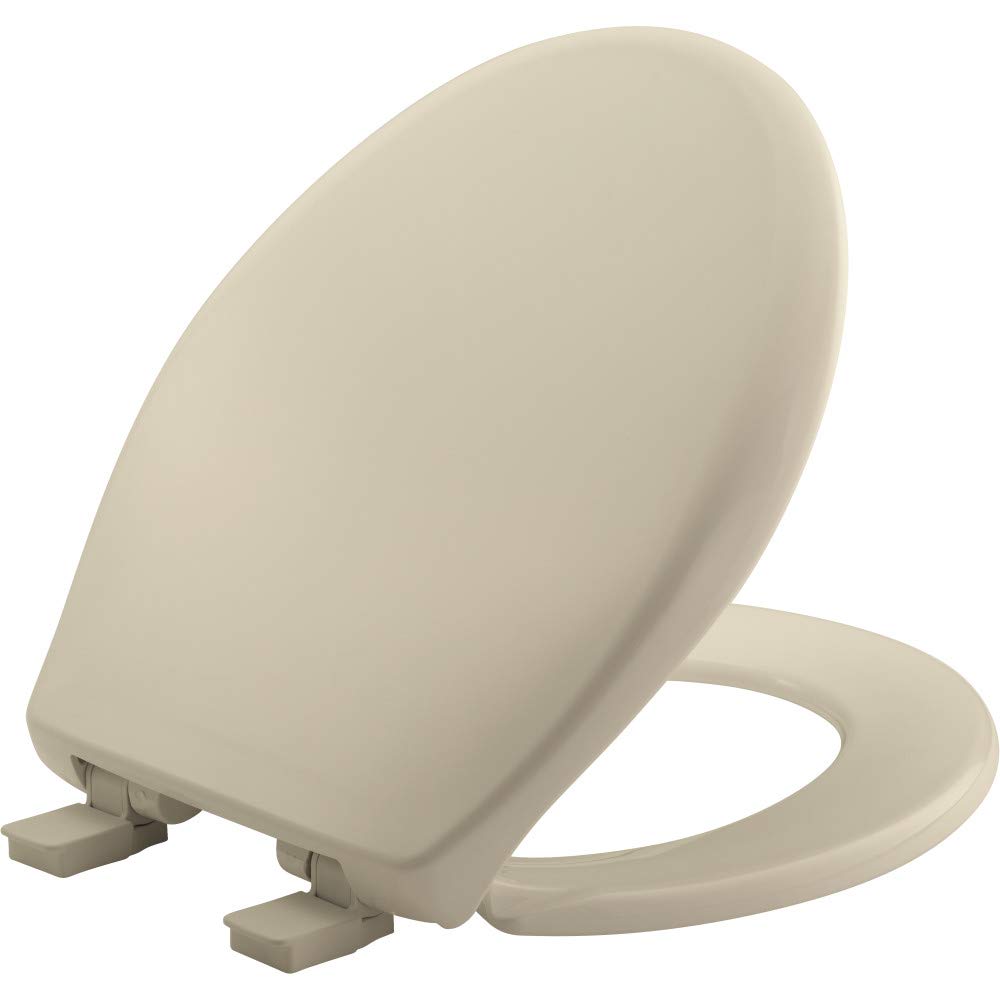 Bemis Aurora Slow Close Toilet Seat, Easy Clean Hinges and Adjustable Perfect Fit Plastic Seat, Round, Bone