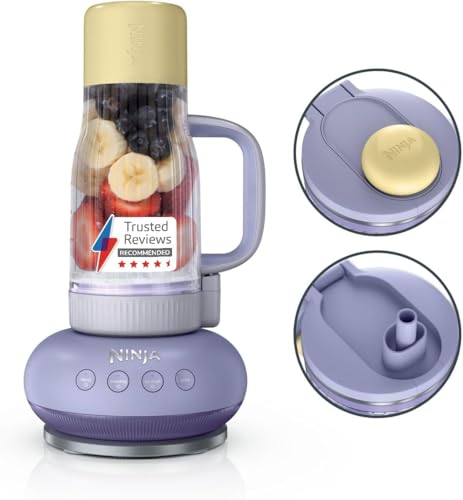 Ninja BlendBoss DB351UKPR Mixer mit tragbarem Becher, persönlicher Mixer mit abnehmbarem Reisebecher, 3 automatische Voreinstellungsmodi, Lavendel-Limonade