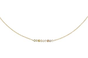 DeScount Dainty Birthstone Beaded Bar Necklace,18K Gold Plated Handmade Faceted Turquoise,Lapis,Amazonite,Tiger Eye,Emerald,Ruby,Blue Apatite,Opal Stone Necklaces for Women