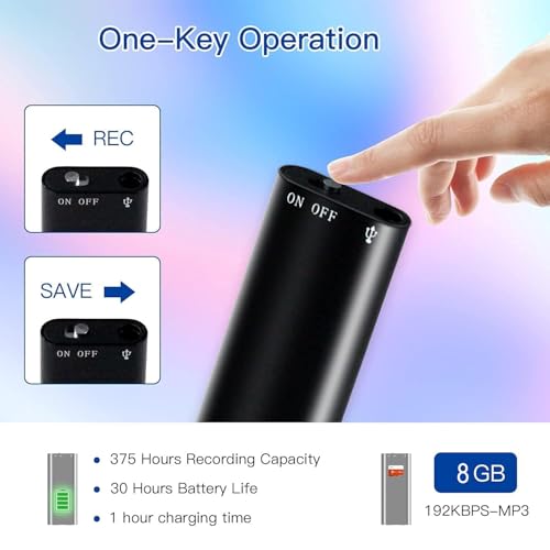 Voice Recorder, Voice Activated Recorder, 20 Hours Continuous Recording, 600 Hours Recording Memory, HD Sound Quality, for Meetings Lectures Interviews Classes Concert