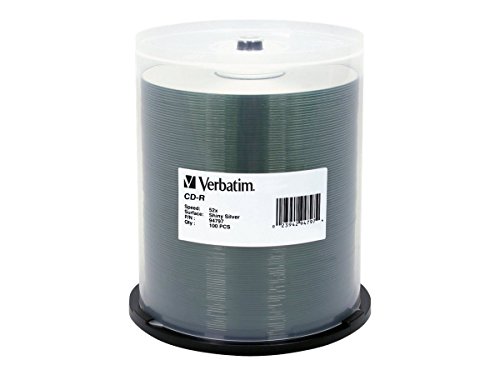 Verbatim CD-R 700MB 52X DataLifePlus Shiny Silver Silk Screen Printable - 100pk Spindle