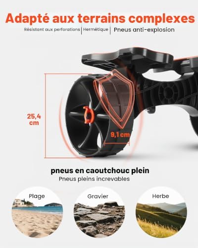 Chariot de Kayak, Capacité de Charge 136 kg, Chariot de Transport Paddle Pliable Compact, avec Pneus Caoutchouc Plein 25,4 cm, Pieds de Support, Sangle d'Arrimage, pour Kayaks, Canoës, Paddles