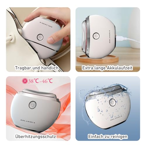 EMS Gua Sha, Rolandus Face Massager Gua Sha Electric with Vibration & Heat Face Shaping Tool with Red, Blue, Green and Colourful Light Face Massager for Face Anti Wrinkle Anti Ageing
