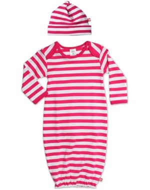 Sleep Sack Layette Gown and Hat Newborn Gift Set, Baby-girls, Pink (Newborn, Fuschia Stripe)