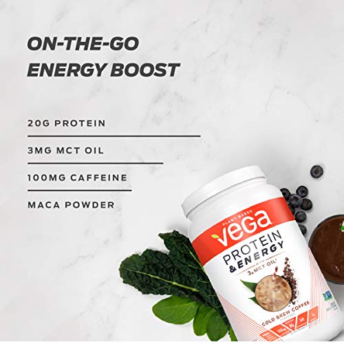 Vega Protein & Energy, Plant Based Coffee Protein Powder, Cold Brew