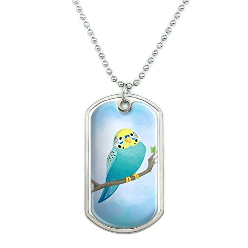 GRAPHICS & MORE Pretty Parakeet Budgie Military Dog Tag Pendant Necklace with Chain