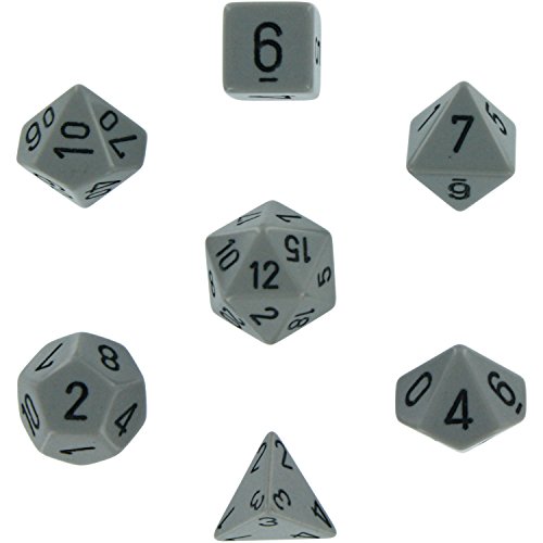 Polyhedral 7-Die Opaque Dice Set - Grey with Black