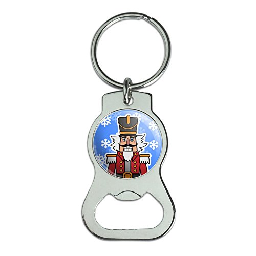 Graphics and More Grinning Nutcracker Soldier with Snowflakes Bottle Cap Opener Keychain Key Ring