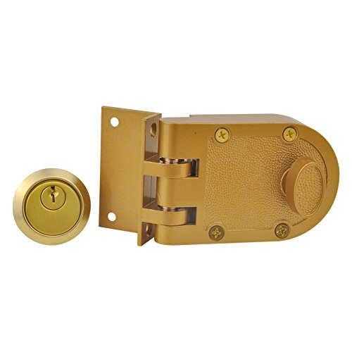 SUMBIN Jimmy Proof Deadbolt,Single Cylinder Rim Door Locks With Keyed For Entry Door,Gold Finish